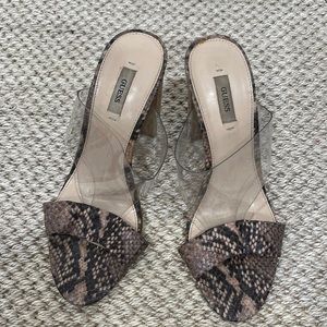 Guess snake clear block heels 8.5
